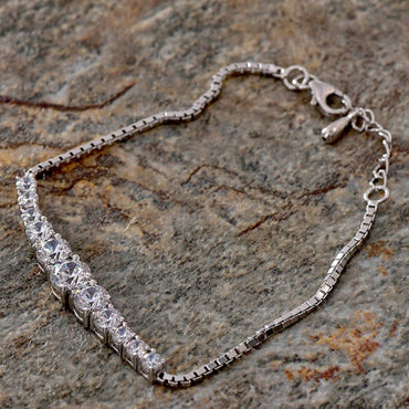 CLARA Made with Swiss Zirconia 925 Sterling Silver Sandra Solitaire Bracelet Gift for Women and Girls