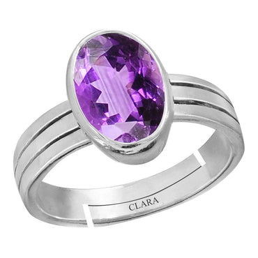 Certified Amethyst Katela 8.3cts or 9.25ratti 92.5 Sterling Silver Adjustable Ring
