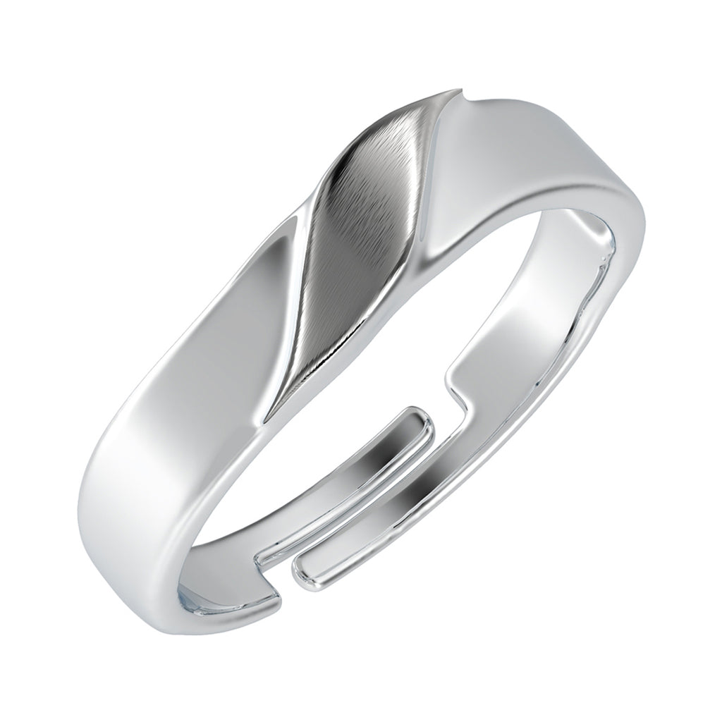 CLARA Pure 925 Sterling Silver Wave Adjustable Ring Gift for Men and Boys | Partial Matte Finish