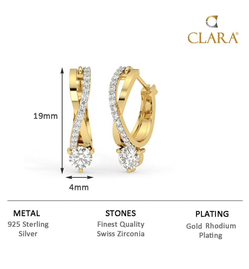 CLARA 925 Sterling Silver Twisted Hoop Bali Earrings 