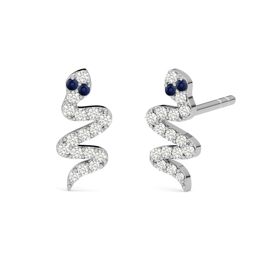 CLARA 925 Sterling Silver Snake small Studs Earrings  