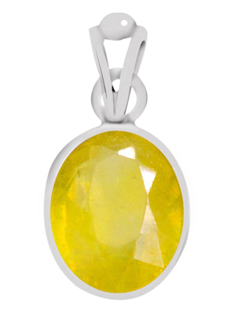 Certified Yellow Sapphire Pukhraj Silver Pendant 5.5cts or 6.25ratti