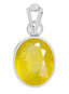 Certified Yellow Sapphire Pukhraj Silver Pendant 3cts or 3.25ratti
