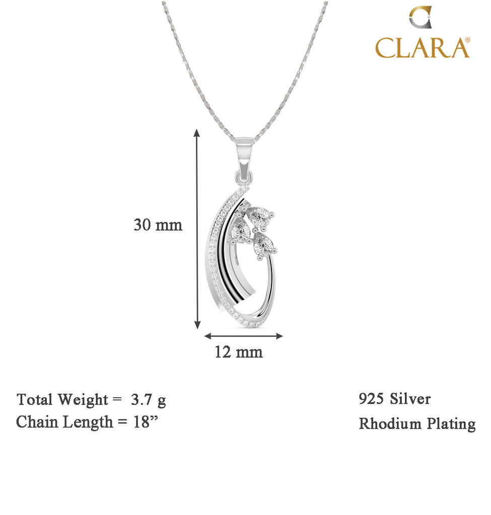 CLARA 925 Sterling Silver Orla Pendant Chain Necklace 