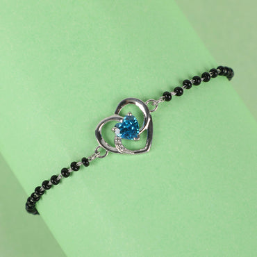 CLARA 925 Sterling Silver Heart Hand Mangalsutra Bracelet