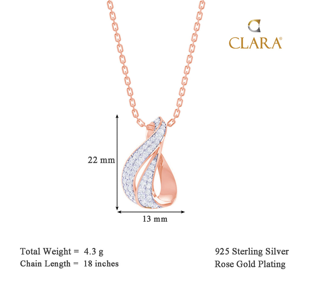 CLARA 925 Sterling Silver Agda Pendant Chain Necklace 