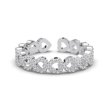 CLARA Pure 925 Sterling Silver Line of Heart Finger Ring 