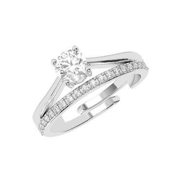 Silver Roisin Double Banded Solitaire Ring