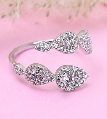 CLARA Pure 925 Sterling Silver Bling Snake Finger Ring with Adjustable Band 