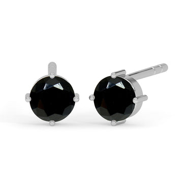 CLARA 925 Sterling Silver Black Studs Earrings Gift for Kids Girls 