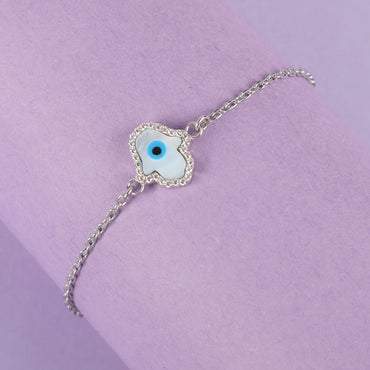 CLARA 925 Sterling Silver Evil Eye Hamsa Hand Bracelet