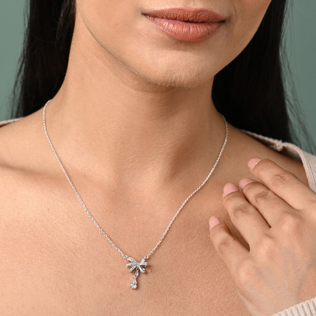 Silver Bow Knot Pendant Chain