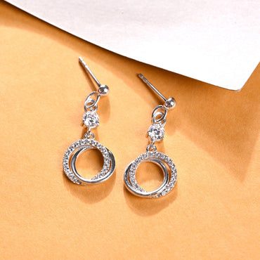 Silver Circle of Joy Dangler Earrings 