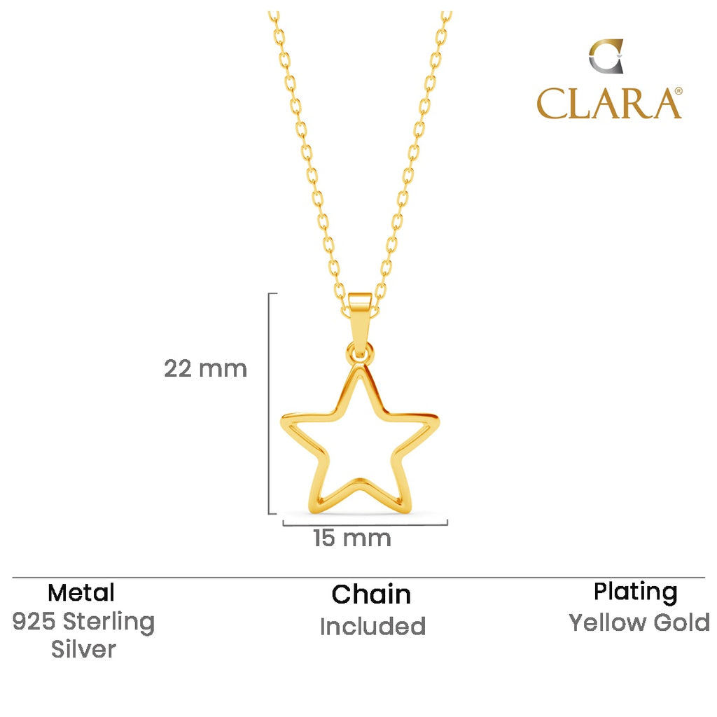 Silver Azra Star Pendant Chain Necklace