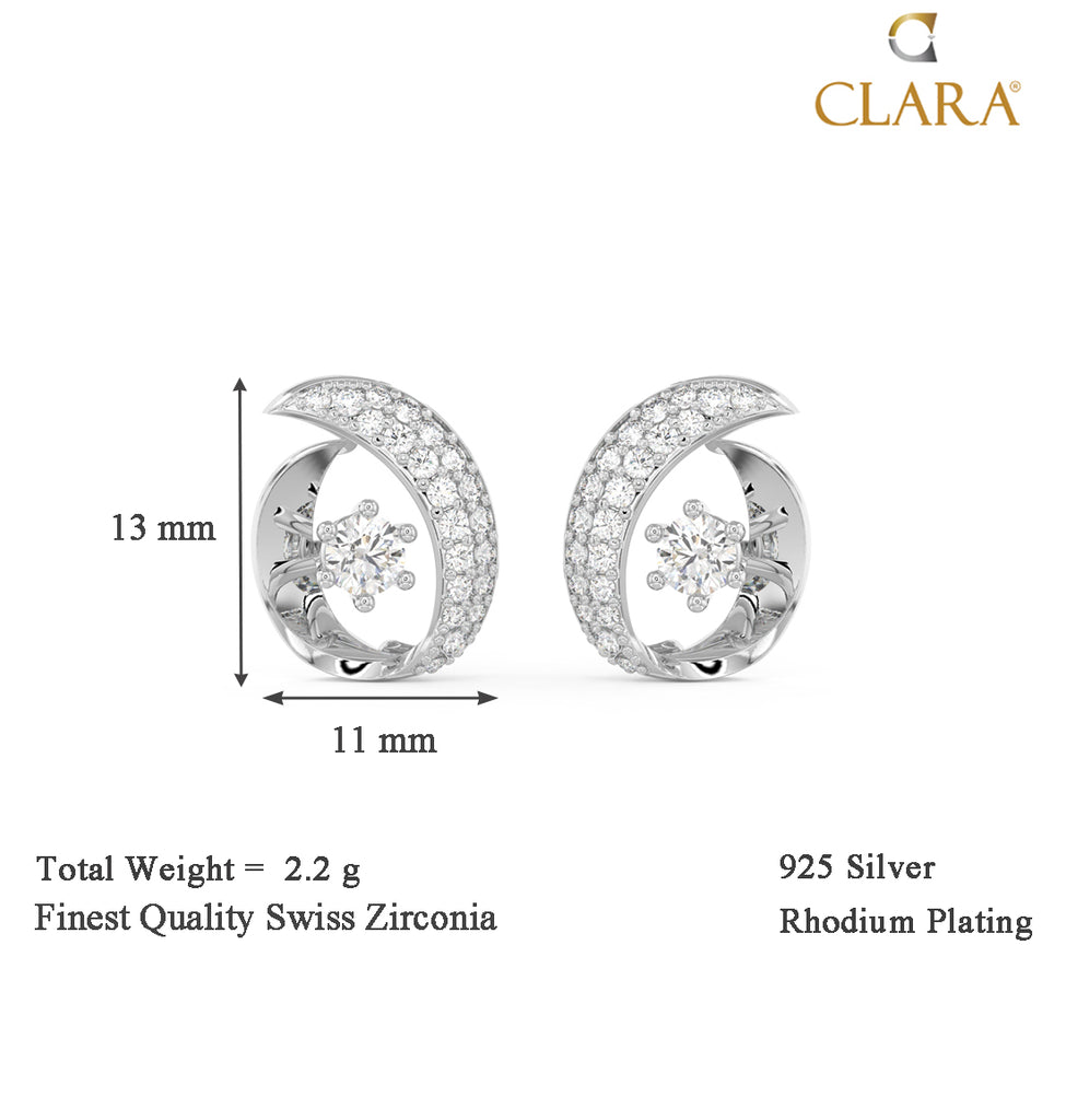 CLARA 925 Sterling Silver Rosa Earrings with Screw Back 