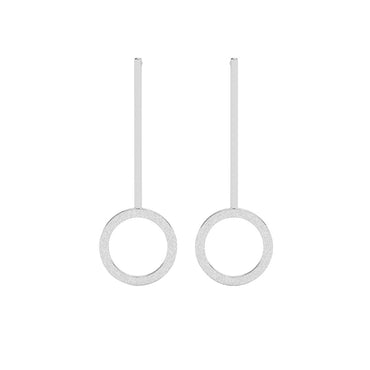 Silver Gaia Circle Geometric Matte Finish Earrings