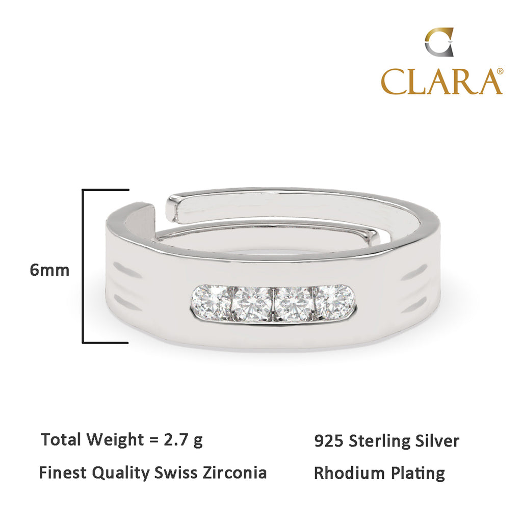 CLARA Real 925 Sterling Silver Enzo Band Ring 