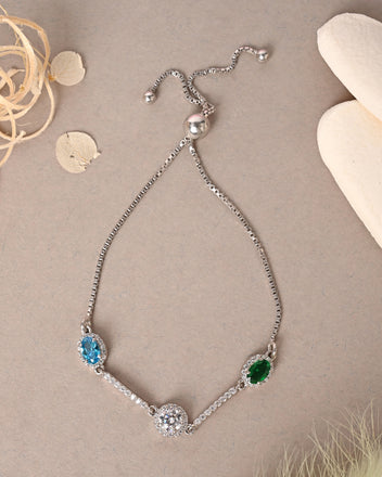 CLARA 925 Pure Silver solitaire Hand Bracelet