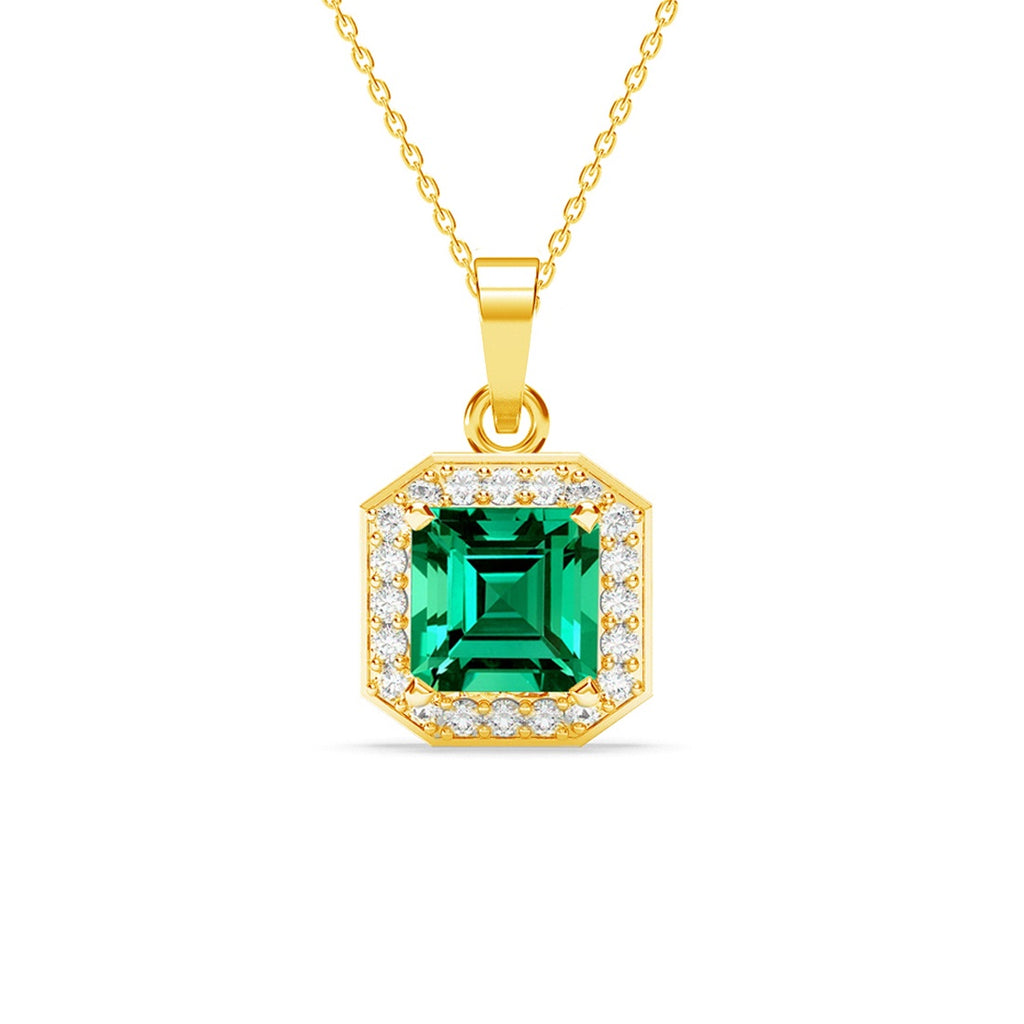 Silver Amati Green Solitaire Pendant Chain 