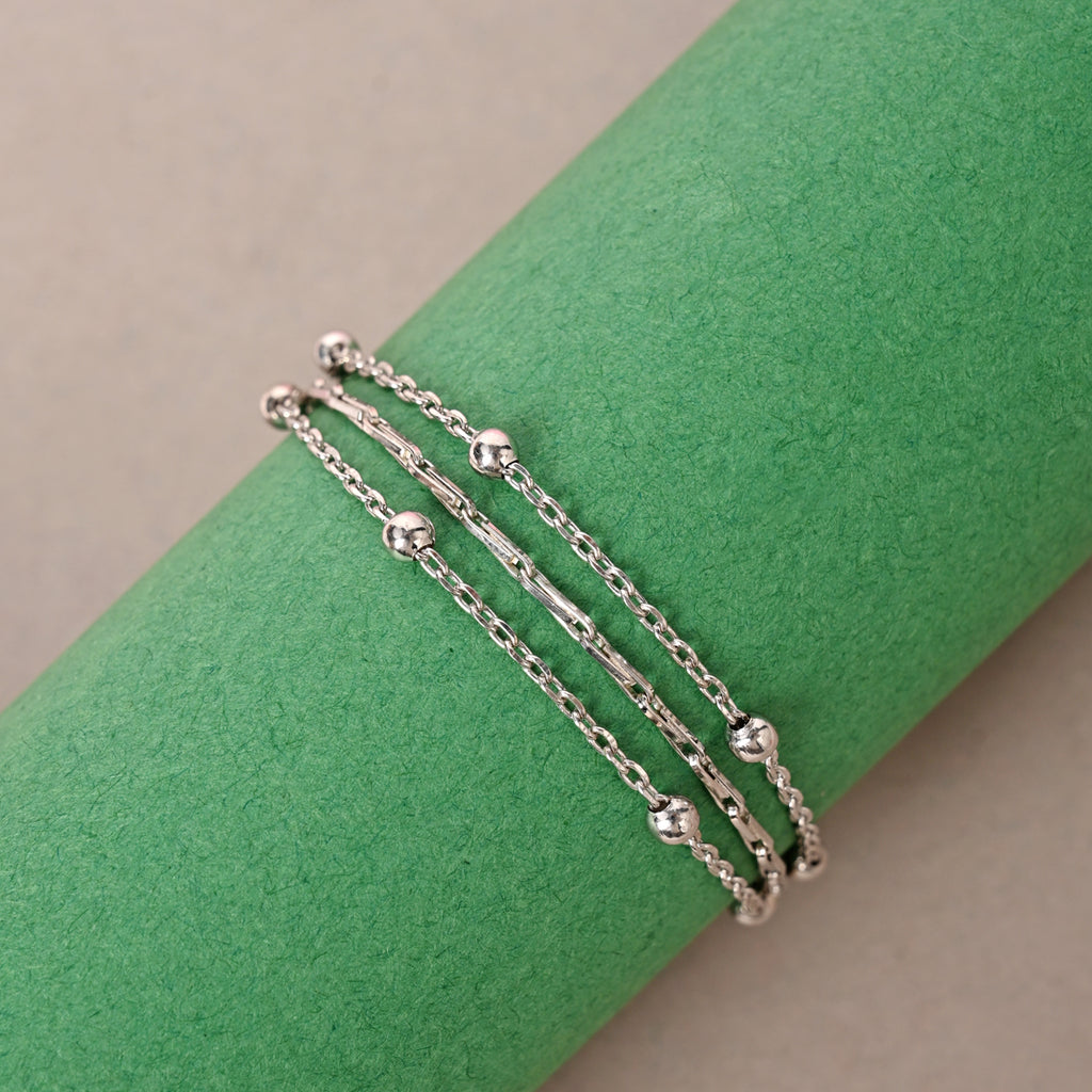 CLARA 925 Pure Silver Multi Chain Bracelet