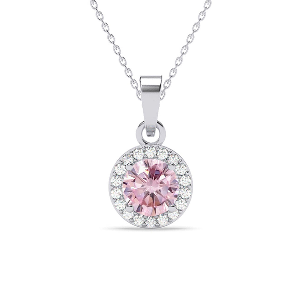 Silver Tove Pink Solitaire Pendant Chain 