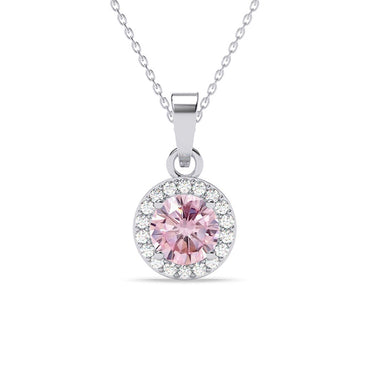Silver Tove Pink Solitaire Pendant Chain