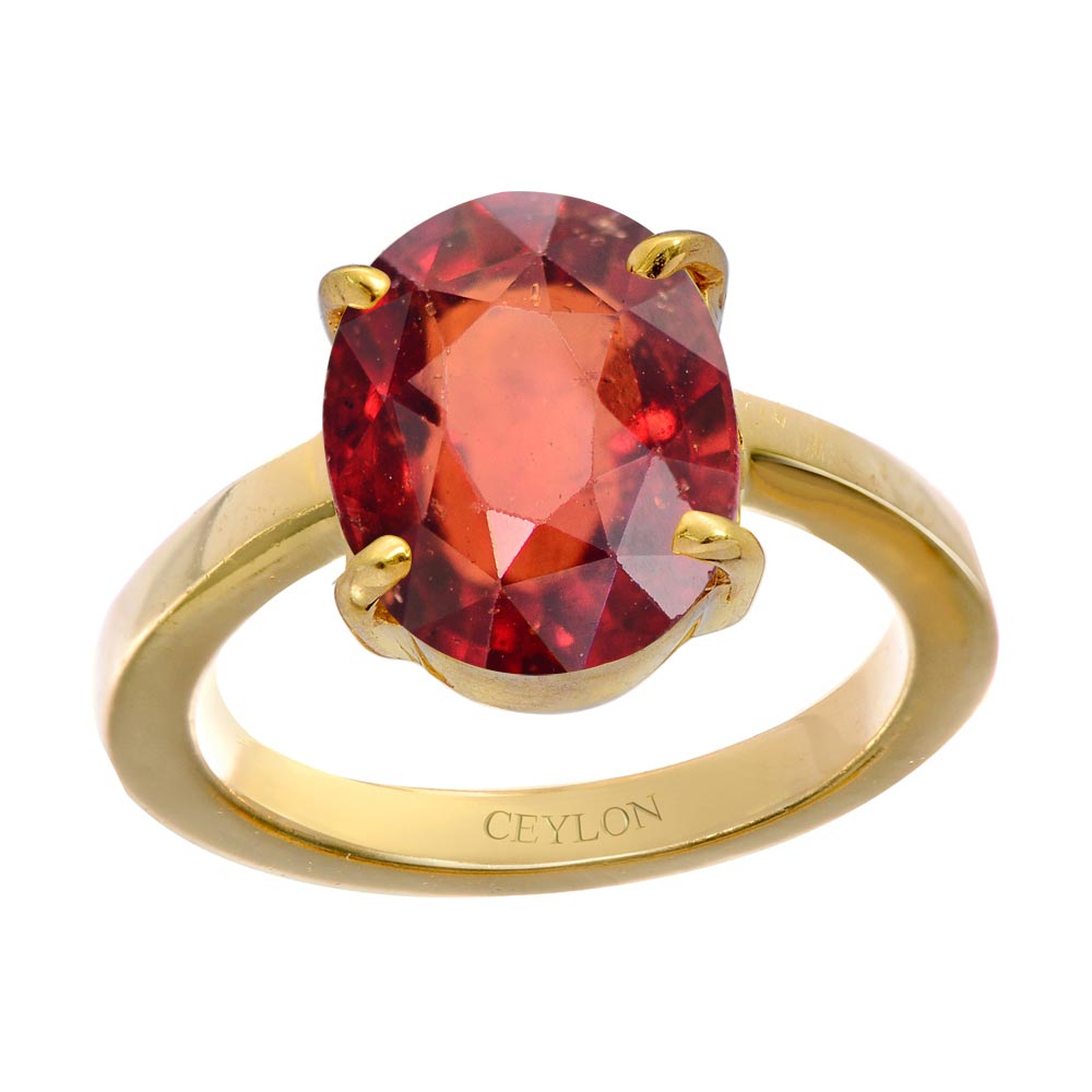 Ceylon Gems Premium Gomed Hessonite 9.3cts or 10.25ratti stone Prongs Panchdhatu Ring