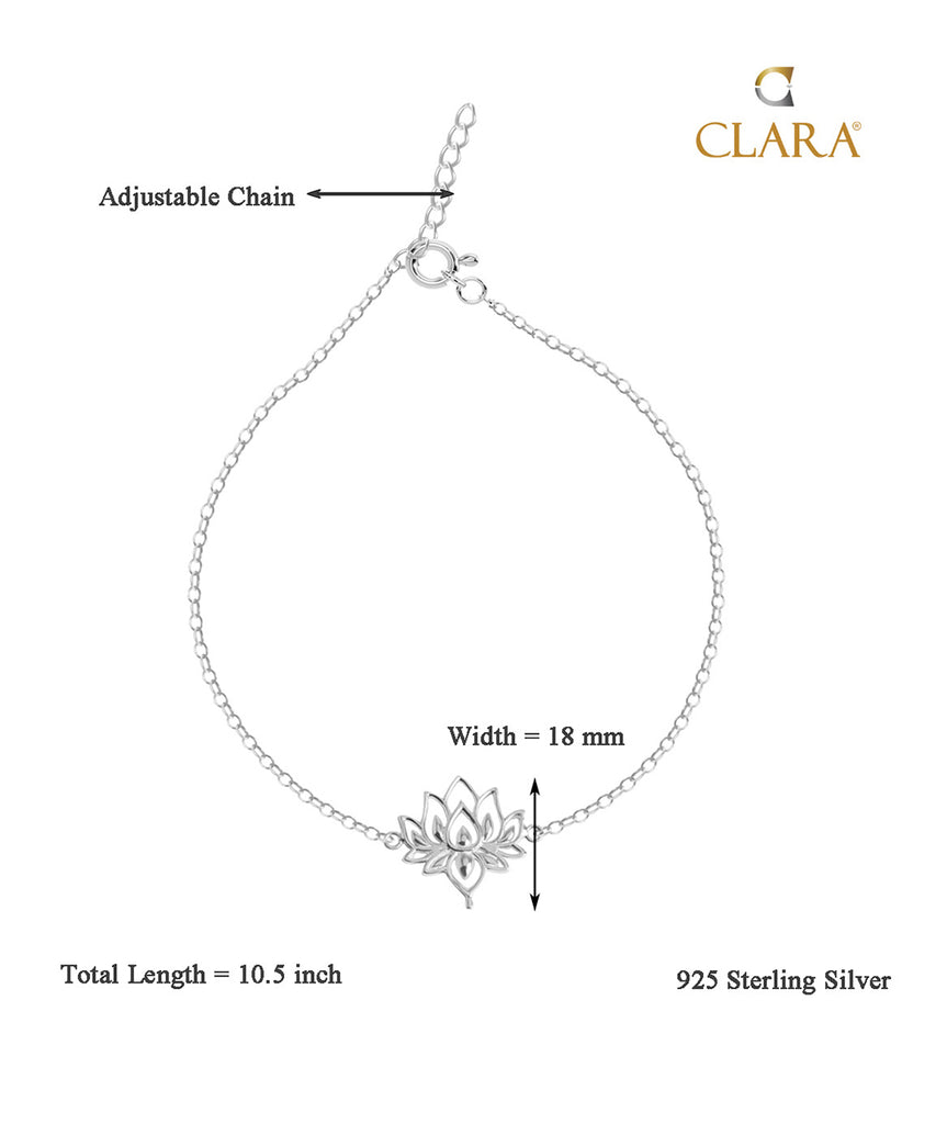 Silver Lotus Anklet Payal ( Single ) Chain