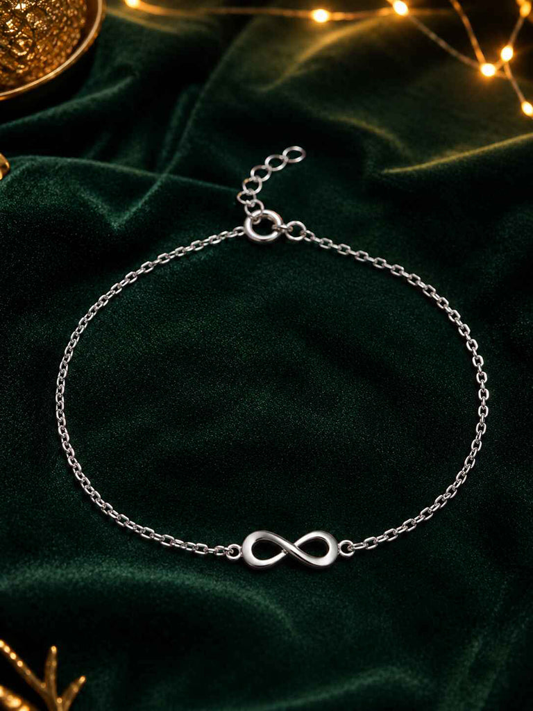 Silver Infinity Anklet Payal ( Single ) Chain