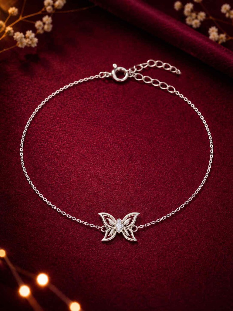 Silver Ela Butterfly Anklet Payal (Single)
