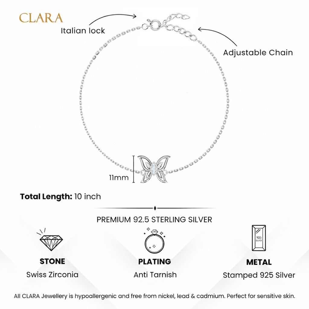 Silver Ela Butterfly Anklet Payal (Single)