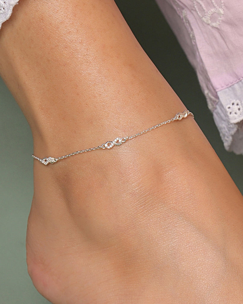 Silver Iyla Infinity Anklet Payal (Single)
