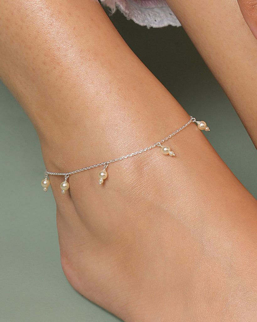 Silver Driti Pearl Anklet Payal (Single)