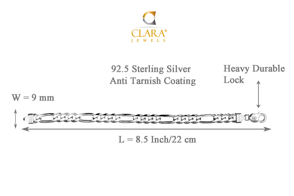Silver Figaro Bracelet 8.5 inches