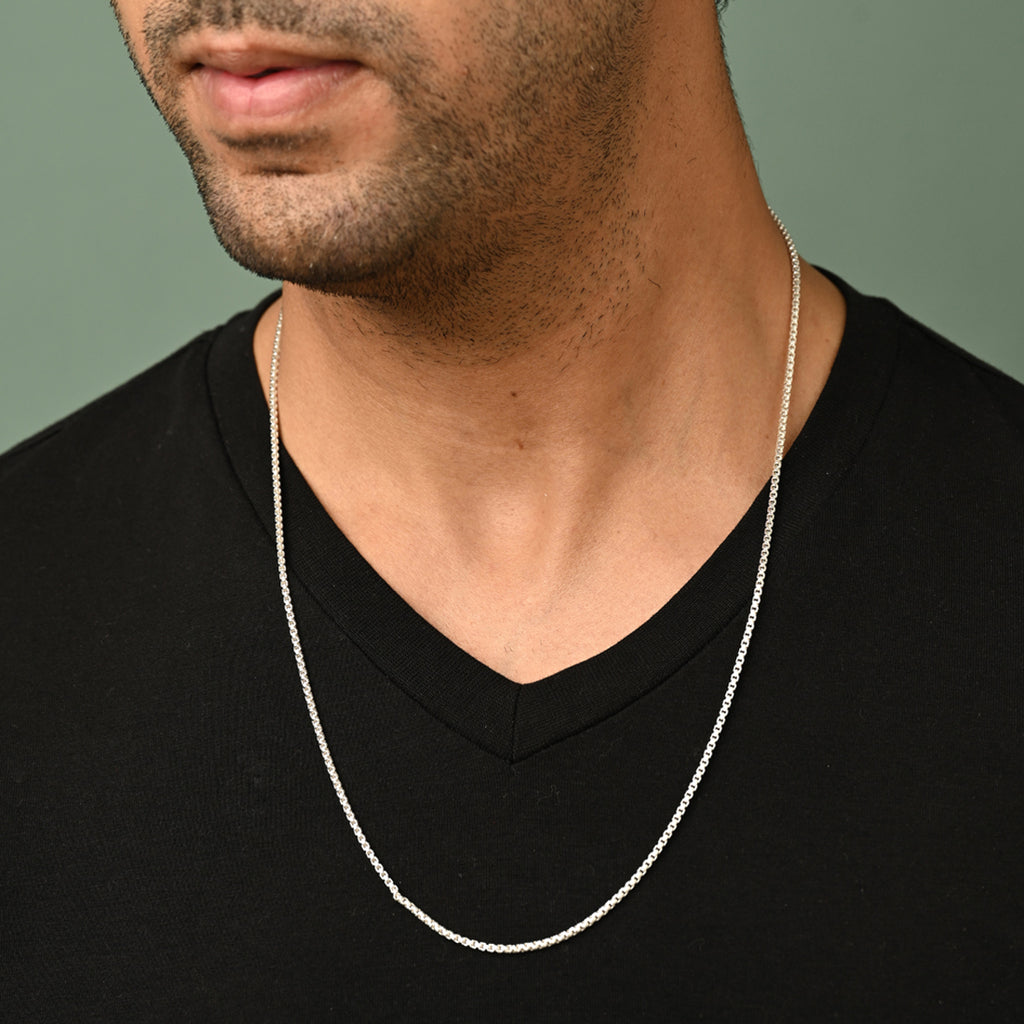 Silver Stellan Men Chain Necklace in 24 inches