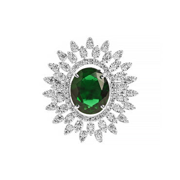 Clara 925 Sterling Silver Emerald Adjustable Cocktail Ring 