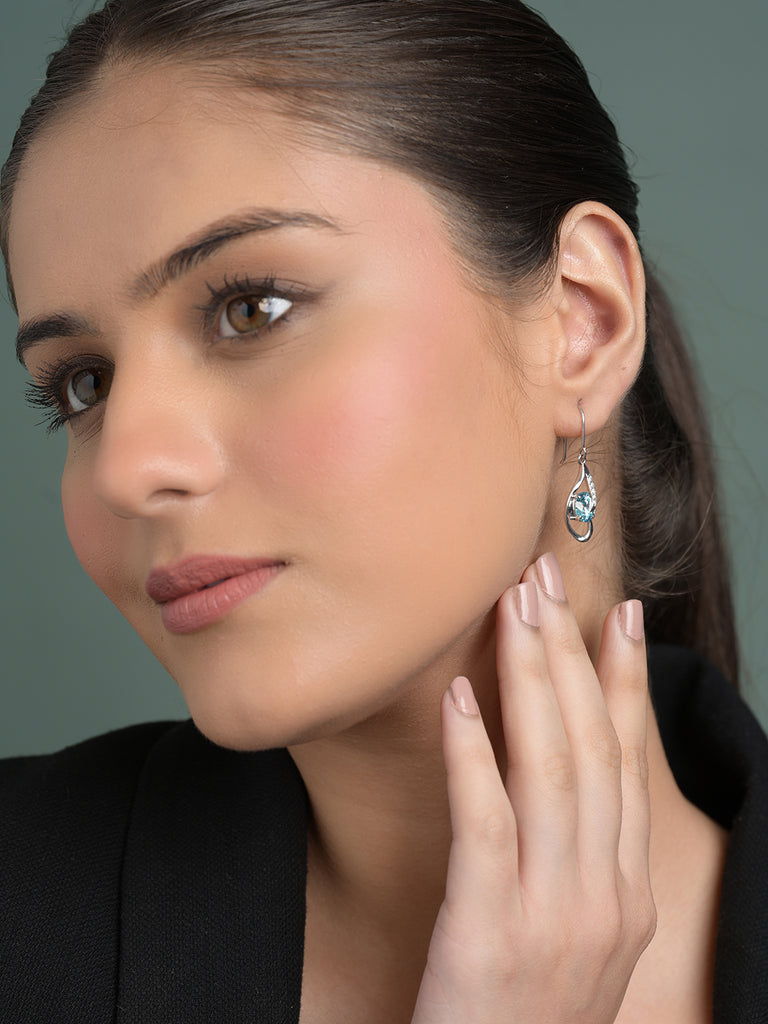 Silver Sky Blue Eye Earring