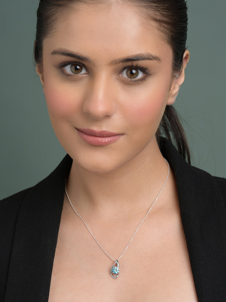 Silver Sky Blue Eye Pendant