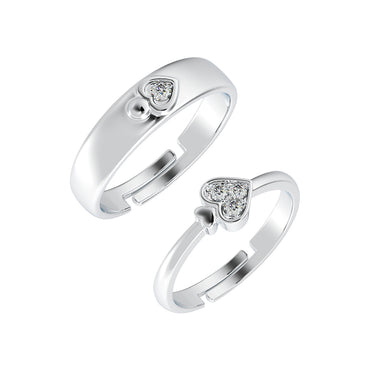 CLARA Pure 925 Sterling Silver Spade Adjustable Couple Band, Promise Rings for Lovers