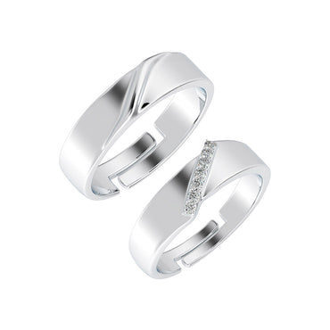 CLARA Pure 925 Sterling Silver Monte Adjustable Couple Band, Promise Rings for Lovers