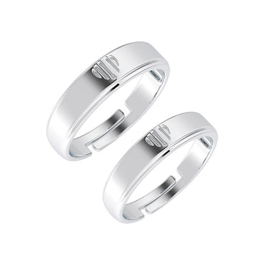 CLARA Pure 925 Sterling Silver Heart Adjustable Couple Band, Promise Rings for Lovers | Gift for Men and Women