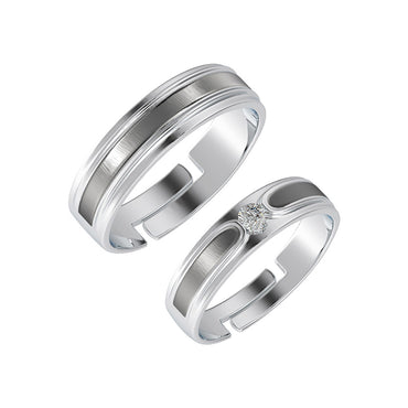 CLARA Pure 925 Sterling Silver Eternity Adjustable Couple Band, Promise Rings for Lovers