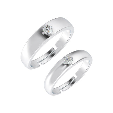 CLARA Pure 925 Sterling Silver Classic Adjustable Couple Band, Promise Rings for Lovers
