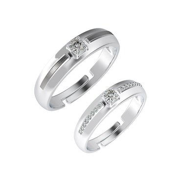 CLARA Pure 925 Sterling Silver Nario Adjustable Couple Band, Promise Rings for Lovers