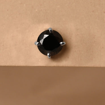CLARA 925 Sterling Silver Black Stud Men Earring Gift for Men & Boys 1 Piece