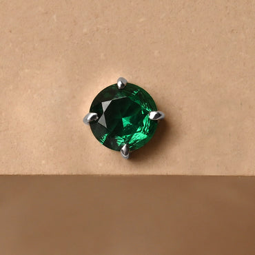 CLARA 925 Sterling Silver Men Green Stud Men Earring Gift for Men & Boys 1 Piece