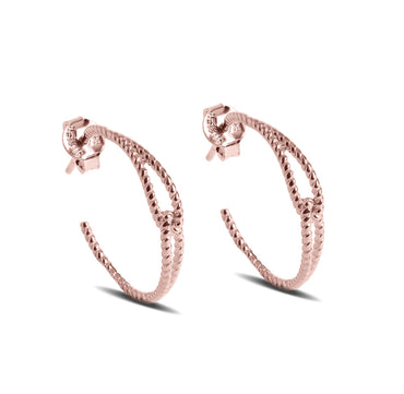 CLARA 925 Sterling Silver Rada Hoop Earring Rose Gold Plated Gift for Women & Girls