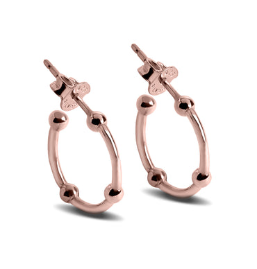 CLARA 925 Sterling Silver Roza Hoop Earring Rose or Yellow Gold Plated Gift for Women & Girls