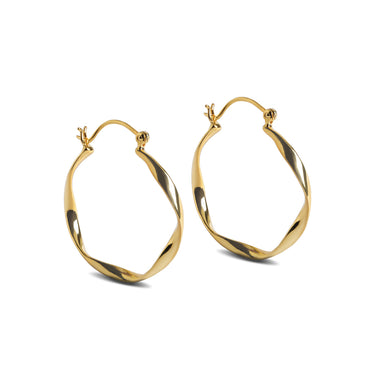 CLARA 925 Sterling Silver Twisted Hoop Earring Gold Plated Gift for Women & Girls