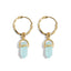 Silver Aqua Hoop Drop Earrings